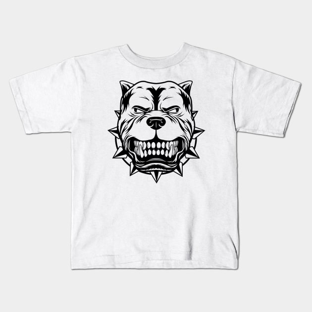 Angry pitbull dog Kids T-Shirt by mounier